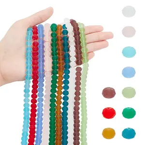 10 Strands 10 Colors Frosted Transparent Glass Beads Strands