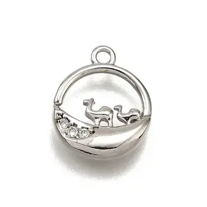 Brass Micro Pave Clear Cubic Zirconia Pendants