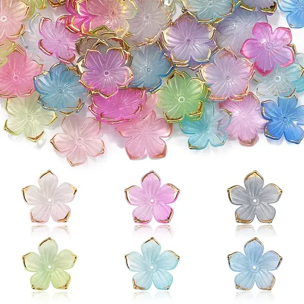 120Pcs 6 Colors Transparent Acrylic Bead Caps