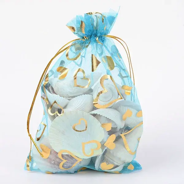 Heart Printed Organza Bags