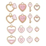 80Pcs 8 Style Light Gold Alloy Enamel Pendants