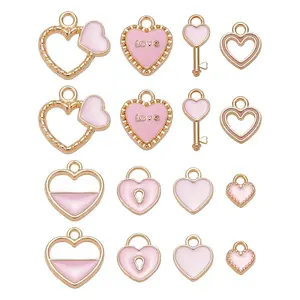 80Pcs 8 Style Light Gold Alloy Enamel Pendants
