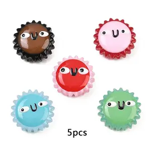 5Pcs Fuuny Painted Glass Beads Enamel Beads