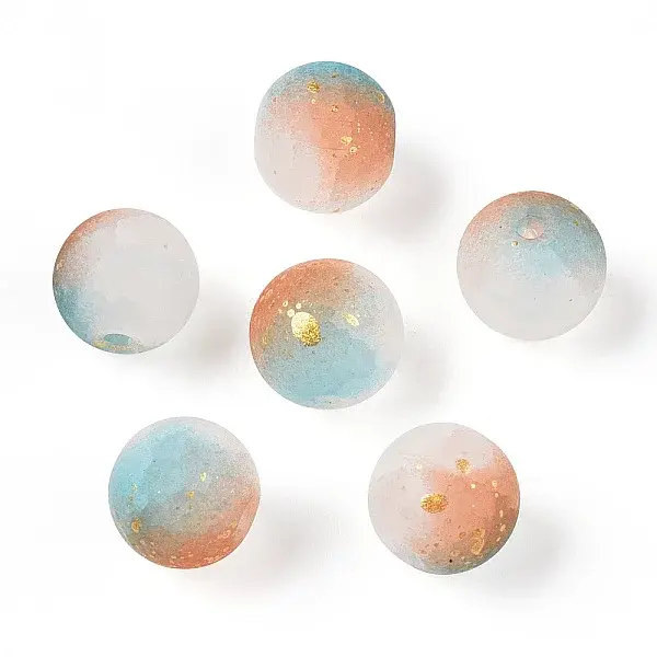 Frosted Baking Painted Crackle Glass Beads with Glitter Powder