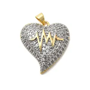 Brass Micro Pave Clear Cubic Zirconia Pendants