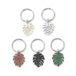 5Pcs Monstera Leaf Alloy Pendant Keychain