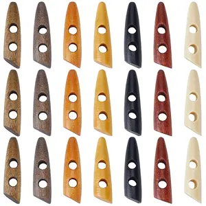 56Pcs 7 Colors 2-Hole Wood Buttons