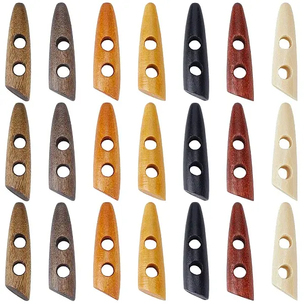56Pcs 7 Colors 2-Hole Wood Buttons
