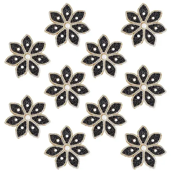 10Pcs Flower Shape Hotfix Rhinestone Appliques
