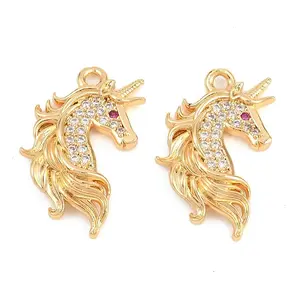 Brass Micro Pave Cubic Zirconia Pendants