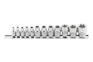 BGS technic Hlavice 1/4” a 3/8” nástrčné, vnější E-TORX, vel. E4-E20, sada 12 ks - BGS 2038