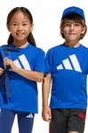 Dětské bavlněné tričko adidas modrá barva, s potiskem, JC9717