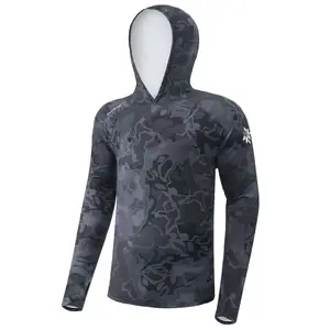 Giants fishing funkční tričko s dlouhým rukávem uv50+ hoodie camo grey - s