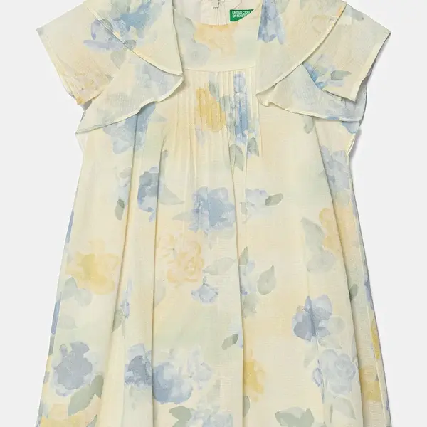 Dětské bavlněné šaty United Colors of Benetton béžová barva, mini, 4HYUGV02B