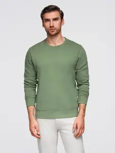 Ombre Men's BASIC sweatshirt with round neckline - green