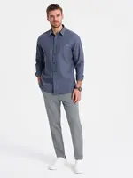 Ombre Men's chino pants with elastic waistband SLIM FIT - grey