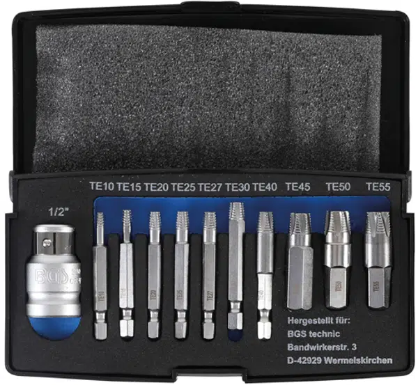 BGS technic Bity 1/4" a 3/8" pro poškozené šrouby TORX T10-T55, sada 11 dílů - BGS 9170