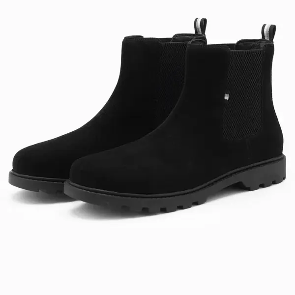 Ombre Slip-on suede men's shoes with high upper - black