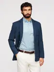 Ombre Men's SLIM knit jacket with subtle texture - dark blue