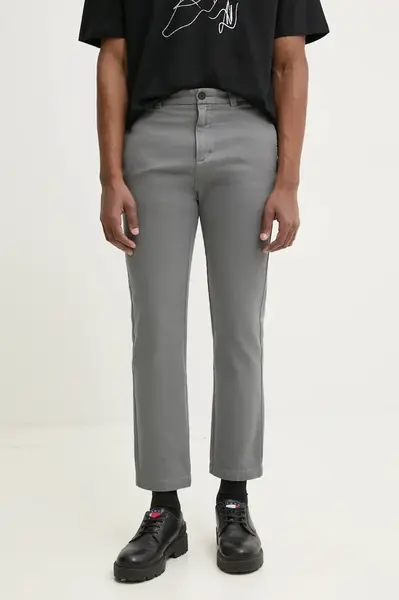 Kalhoty HUGO pánské, šedá barva, jednoduché, 50533851