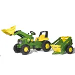 Rollytoys Šlapací traktor Rolly Junior John Deere s nakladačem a vlečkou