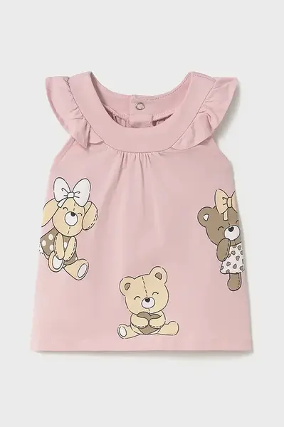 Dětské bavlněné šaty Mayoral Newborn růžová barva, mini, 1852