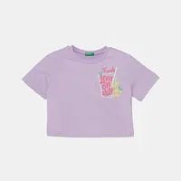 Dětské bavlněné tričko United Colors of Benetton fialová barva, 35RYC10OZ