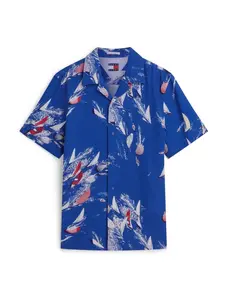 Tommy Jeans Košeľa  modrá / červená / čierna / biela