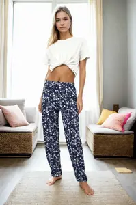 80156 Dewberry Women Pyjama Bottom-NAVY