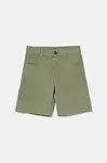 Dětské bavlněné šortky United Colors of Benetton zelená barva, nastavitelný pas, 47RGG901Y