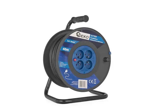 GEKO Prodlužovací kabel na bubnu 3x1.5mm2, 40m, 4 zásuvky
