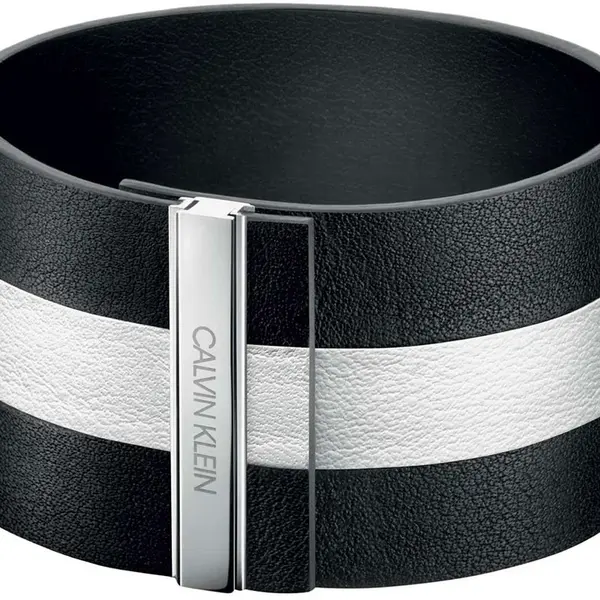 Calvin Klein Černobílý kožený náramek Rebel KJ9KBB09010 6 cm - XS