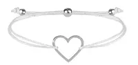 Troli Šňůrkový náramek se srdíčkem bílá/ocelová