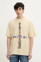 Bavlněné tričko Diesel T-BOXT-R4 T-SHIRT béžová barva, s potiskem, A16208.0DRAM