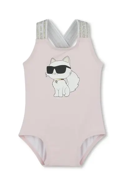 Jednodílné dětské plavky Karl Lagerfeld růžová barva, Z30512