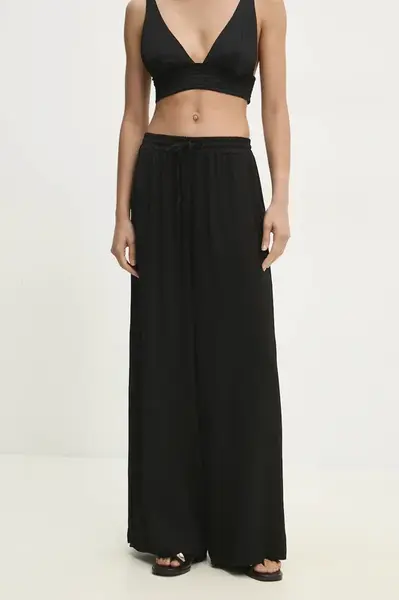 Kalhoty Answear.LAB dámské, černá barva, široké, high waist