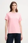 Bavlněné tričko Gant růžová barva, 4200502