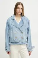 Džínová bunda BOSS Orange modrá barva, přechodná, 50539077