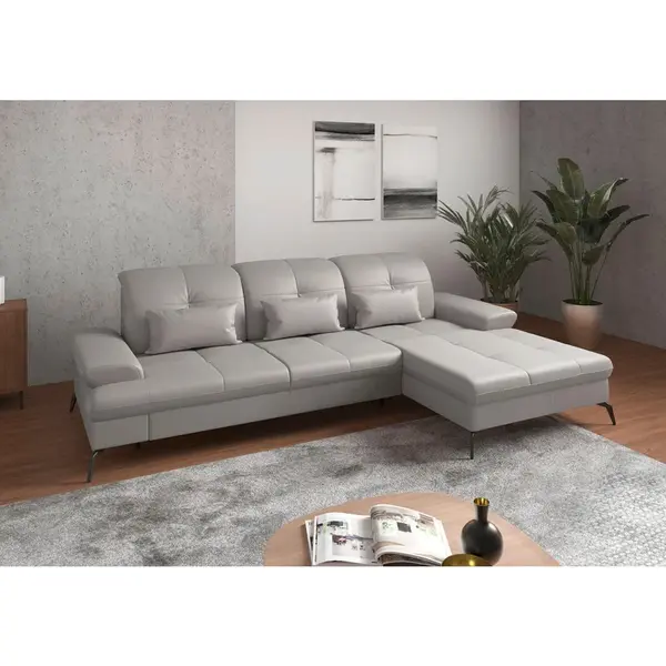 Sit & More ROHOVÁ SEDAČKA, kůže, světle šedá