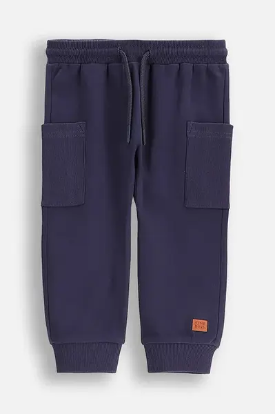 Kojenecké bavlněné tepláky Coccodrillo tmavomodrá barva, SAGE TIME BOY NEWBORN