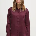 Košile Lauren Ralph Lauren dámská, vínová barva, regular, s klasickým límcem, 200918715