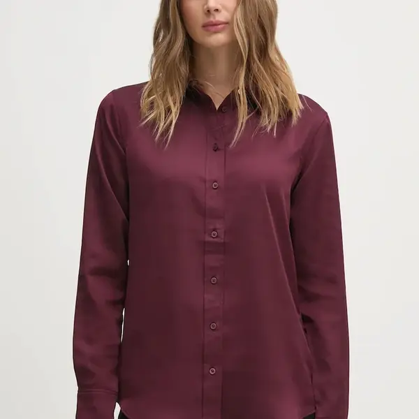 Košile Lauren Ralph Lauren dámská, vínová barva, regular, s klasickým límcem, 200918715