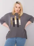 Tmavě šedá dámská halenka s potiskem
