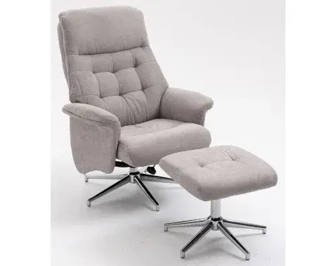 Relaxačné TV kreslo s podnožkou Leonardo, svetlo šedá látka%