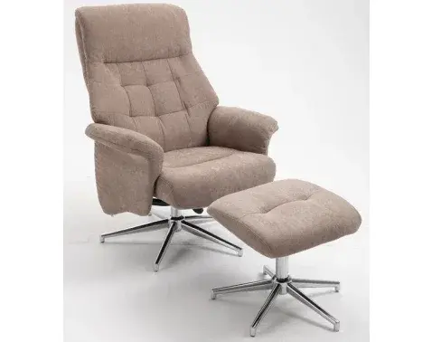 Relaxačné TV kreslo s podnožkou Leonardo, cappuccino látka%
