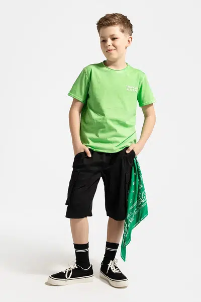 Dětské bavlněné šortky Coccodrillo černá barva, nastavitelný pas, TROPICAL STORY BOY JUNIOR