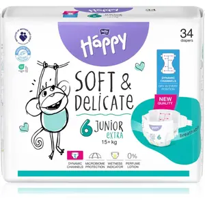 BELLA Baby Happy Soft&Delicate jednorázové pleny s kanálky Junior Extra 15+ kg 34 ks