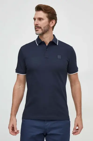 BOSS Orange polo tričko pánske bavlnené s elastanom Passertip