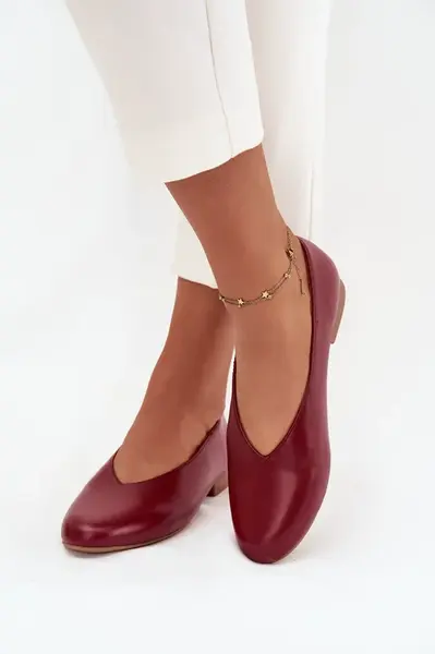 Boto Dámske baleríny z eko kože na rovnej päte Bordó Olyssia