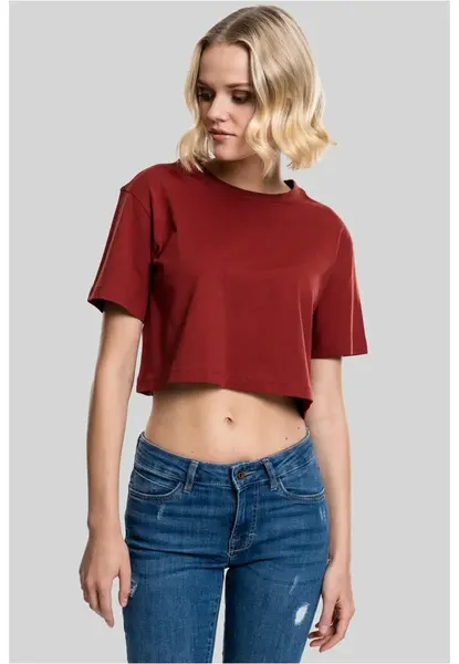 Dámske krátke oversized tričko hrdzavé